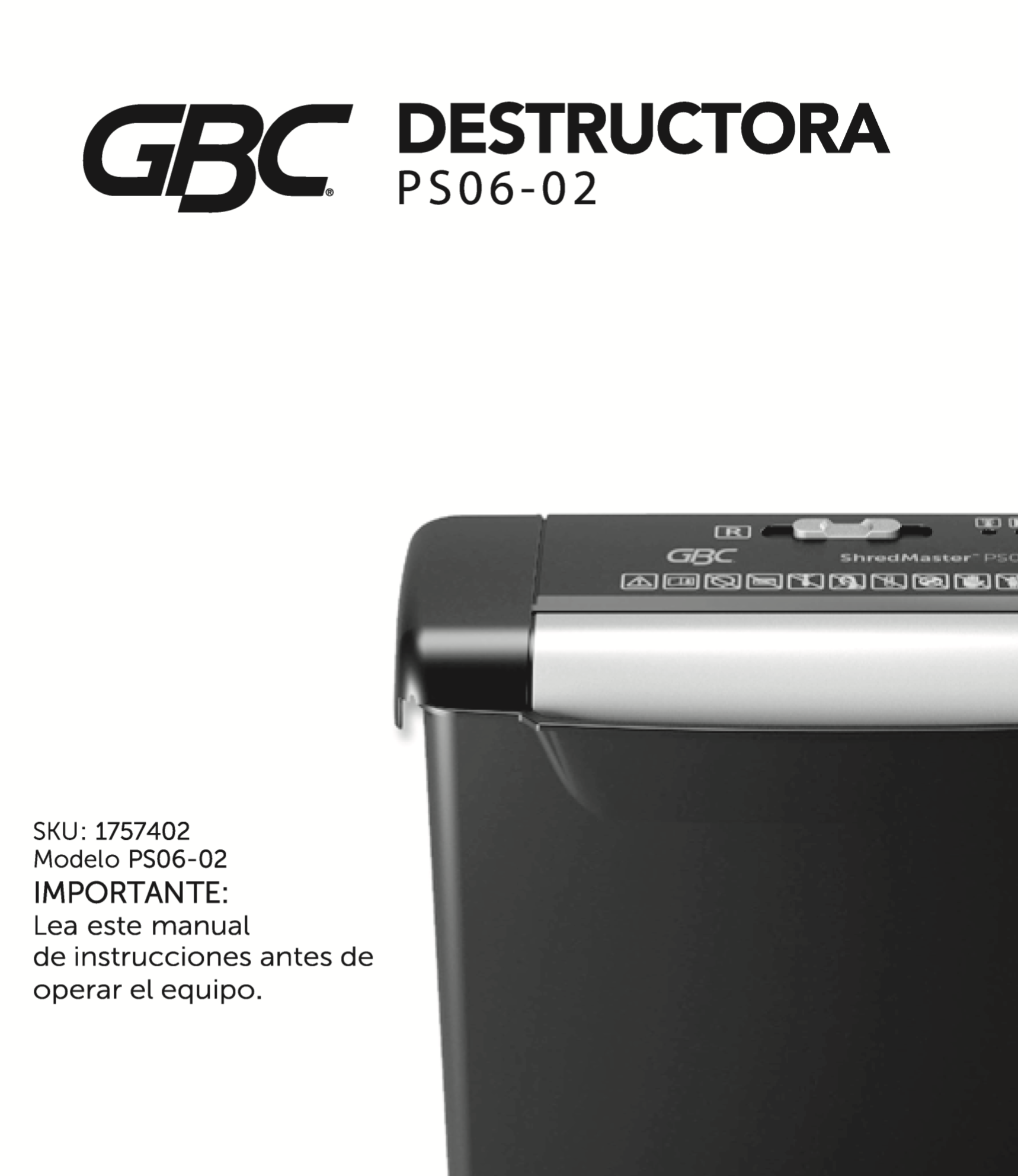 Manual de usuario Destructora Modelo PS06-02